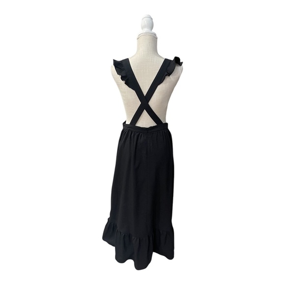 Mittoshop Black Square Neck Ruffled Peasantcore Cottagecore Maxi Dress Size M - Picture 3 of 11